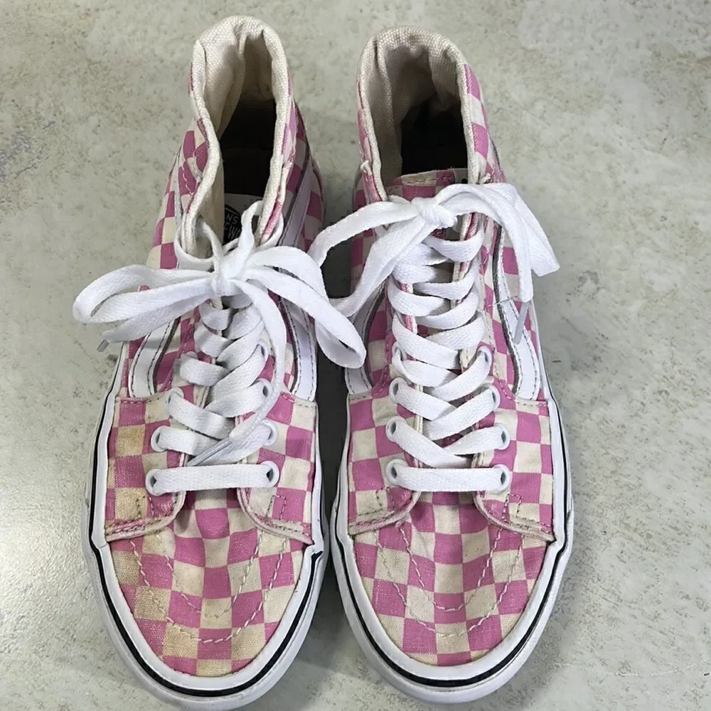 Vans Off The Wall Hightop Pink Checkerboard W5.5